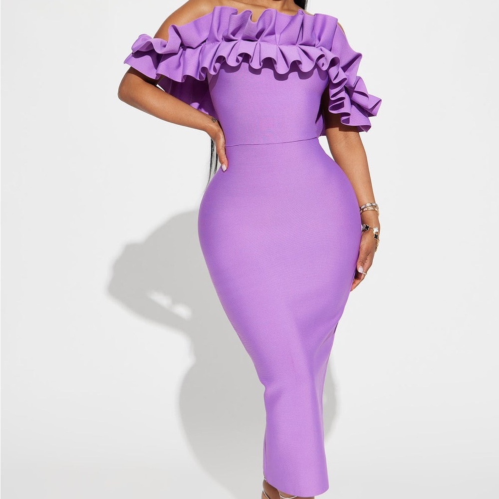 Fashion Nova One Shoulder Purple Dress